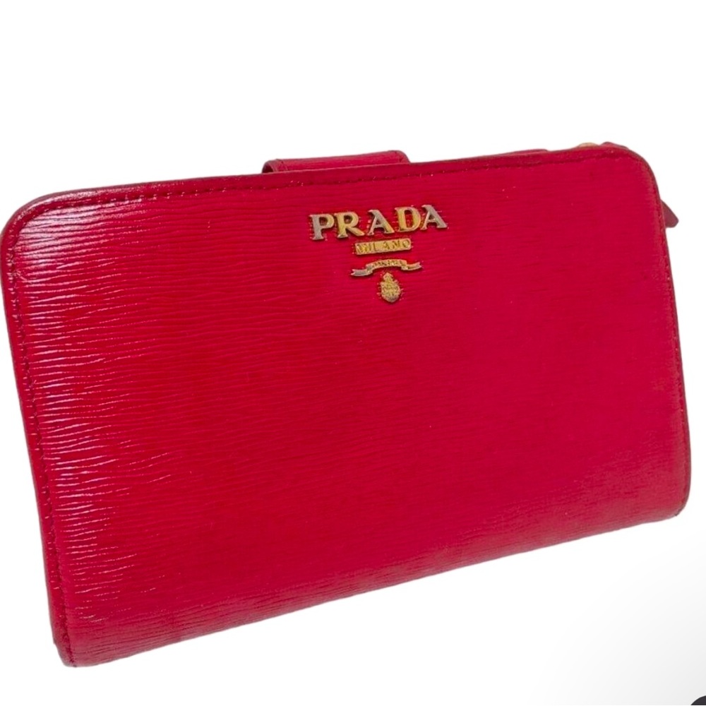 PRADA RED WALLET Epi Leather Zip